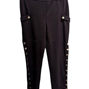 Black leggings, pants with POCKETS - Size XXL - Button detail